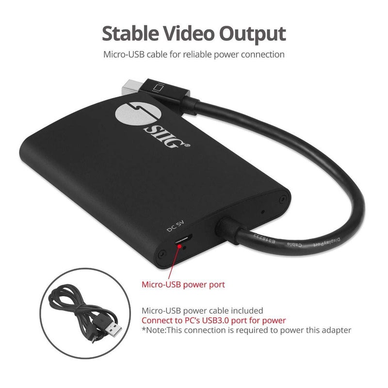 SIIG 2-Port Mini DisplayPort 1.2 to 2 HDMI MST Hub Video Splitter, DisplayPort Daisy Chain Monitor, Not for MacOS, TAA Compliant (CE-DP0L11-S1) - Image 5